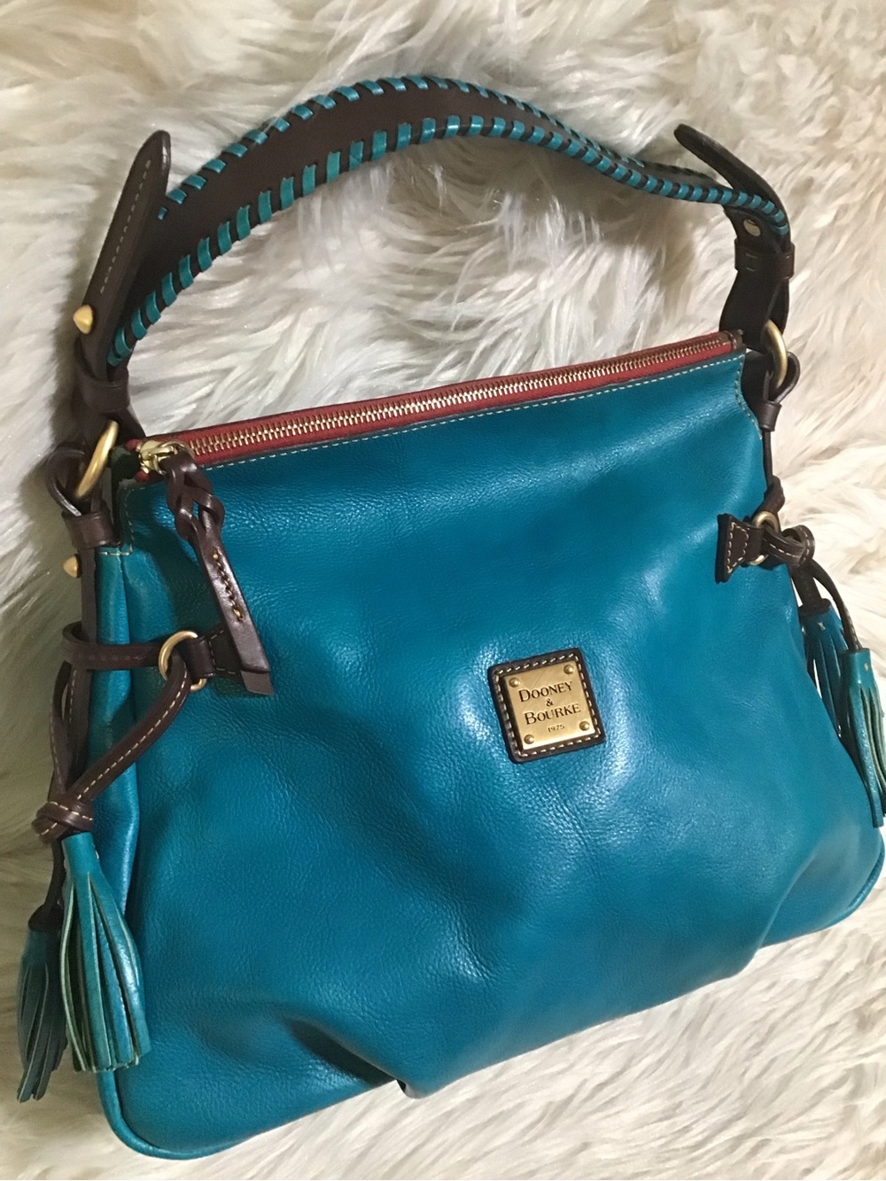 Dooney Florentine Toledo whipstitch hobo turquoise